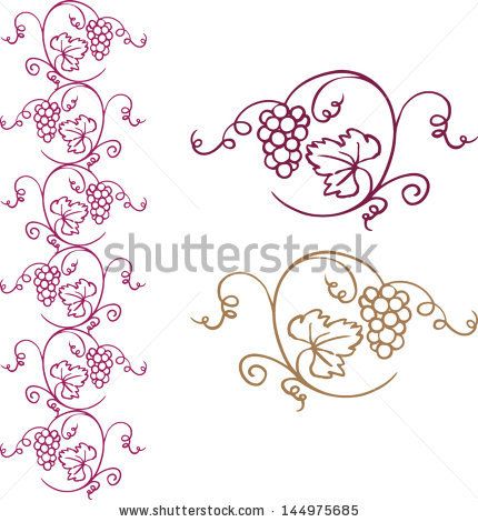 430x470 Decorative Grapes Vine Vector Ornament Border