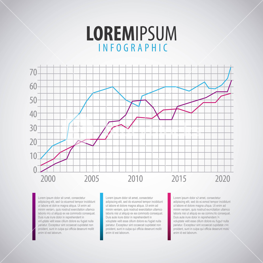1000x1000 Statistic Infographic Chart Line Graph Vector Illustration Royalty