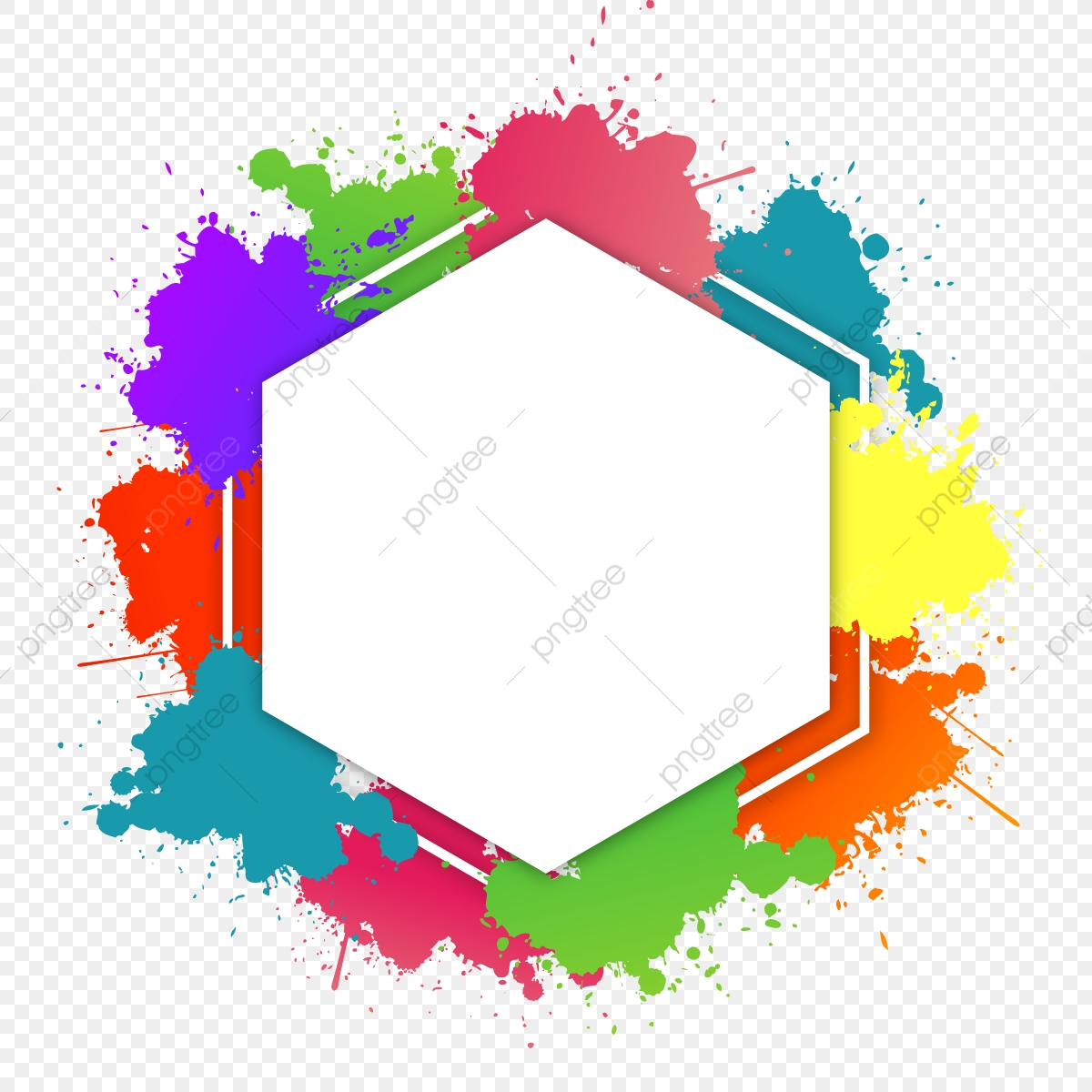 1200x1200 Colorful Brush Splatter Text Frame Vector, Colorful, Abstract