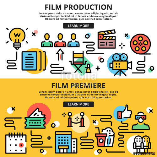 Film Production, Film Premiere, Cinema Flat Line Design 500x500 Film Production, Film Premiere, Cinema Flat Line Design