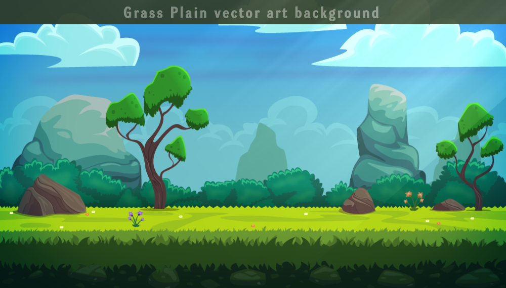 1000x570 Grass Plain Vector Background Gamedev Market