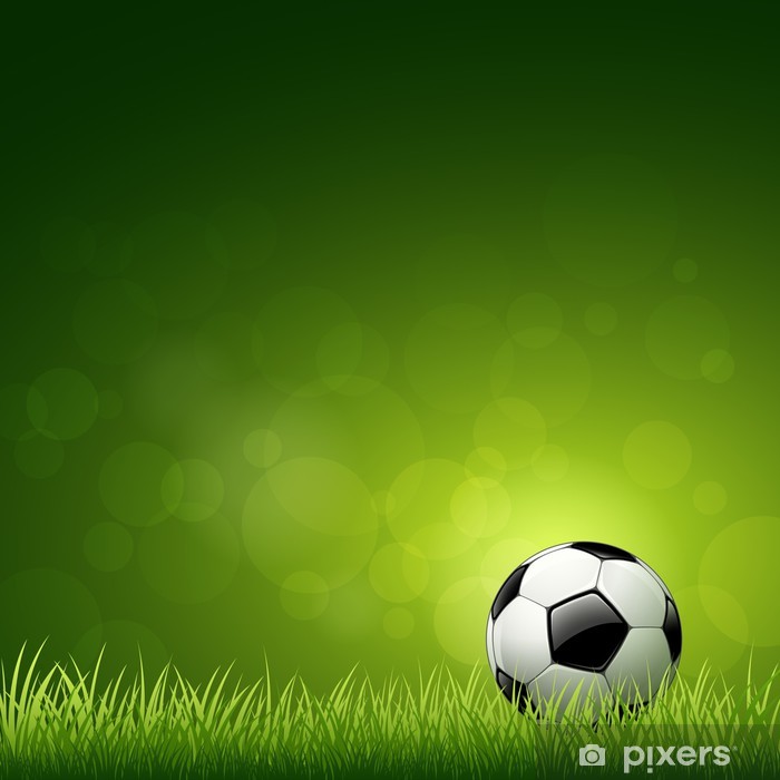 700x700 Soccer Ball On Green Grass Background Vector Sticker Pixers