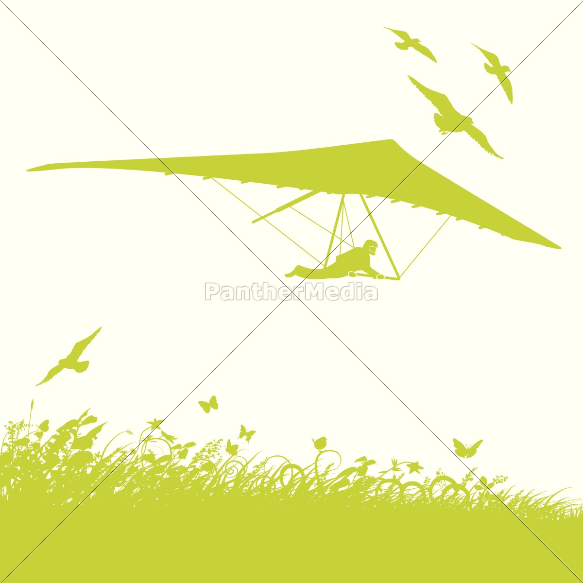 1200x1200 Blades Of Grass,birds And Hang Gliders