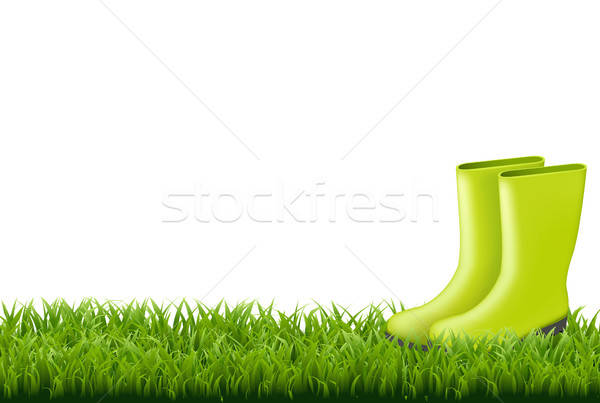 Gumboot With Green Grass Border Vector Illustration Irina 600x403 Gumboot With Green Grass Border Vector Illustration Irina