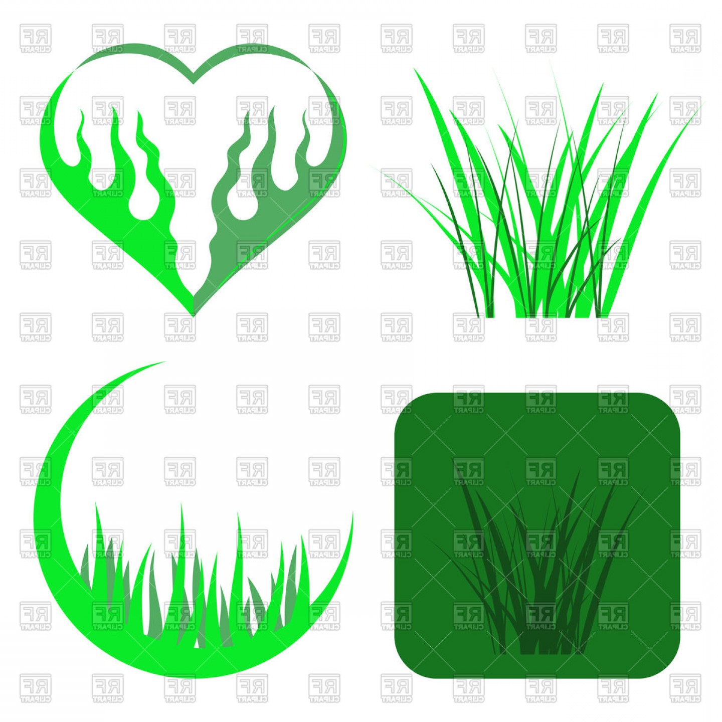 1440x1440 Set Of Green Grass Icons Vector Clipart Cqrecords