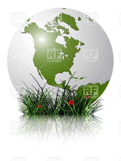 400x533 Earth On Grass With North America Map Outline Vector Image