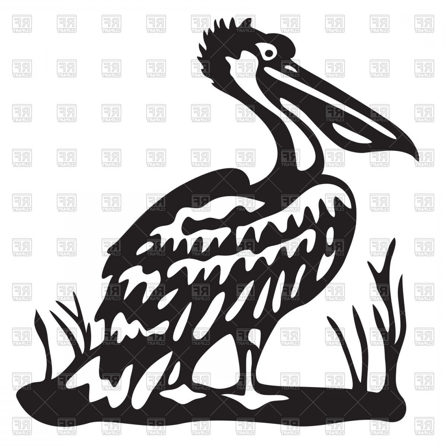 1440x1440 Silhouette Of Pelican Standing On The Grass Vector Clipart Cqrecords