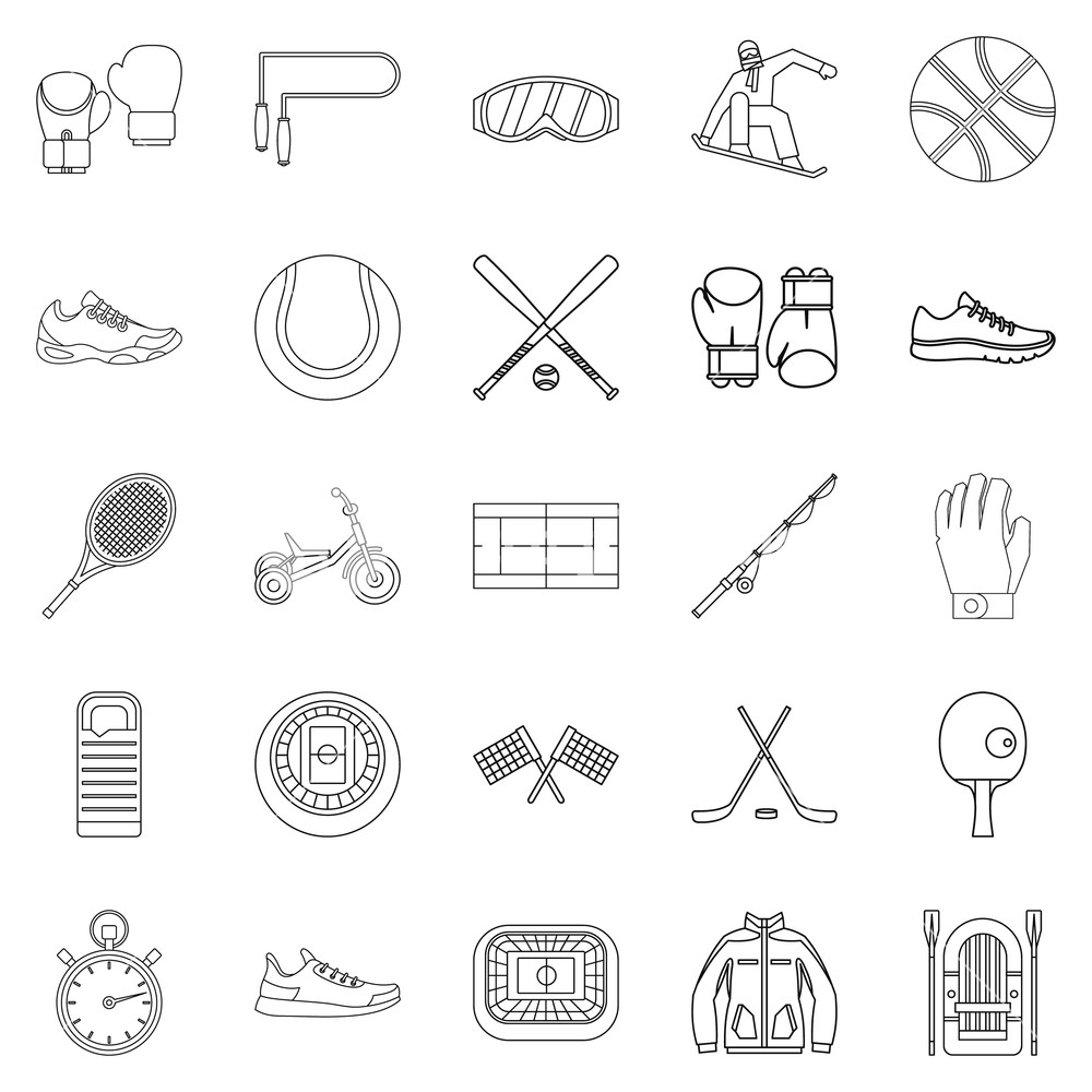 1000x1000 Sport On The Grass Icons Set Outline Set Of Sport On The Grass