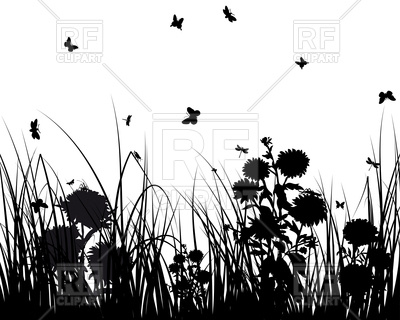 400x320 Wild Grass With Flowers Silhouette Vector Image Of Silhouettes