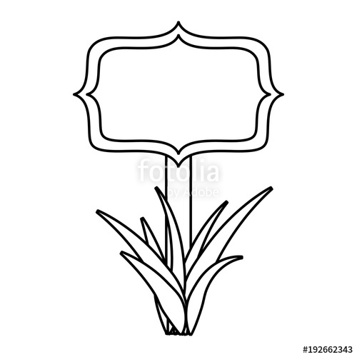 500x500 Wooden Board On A Grass Empty Vector Illustration Outline Image