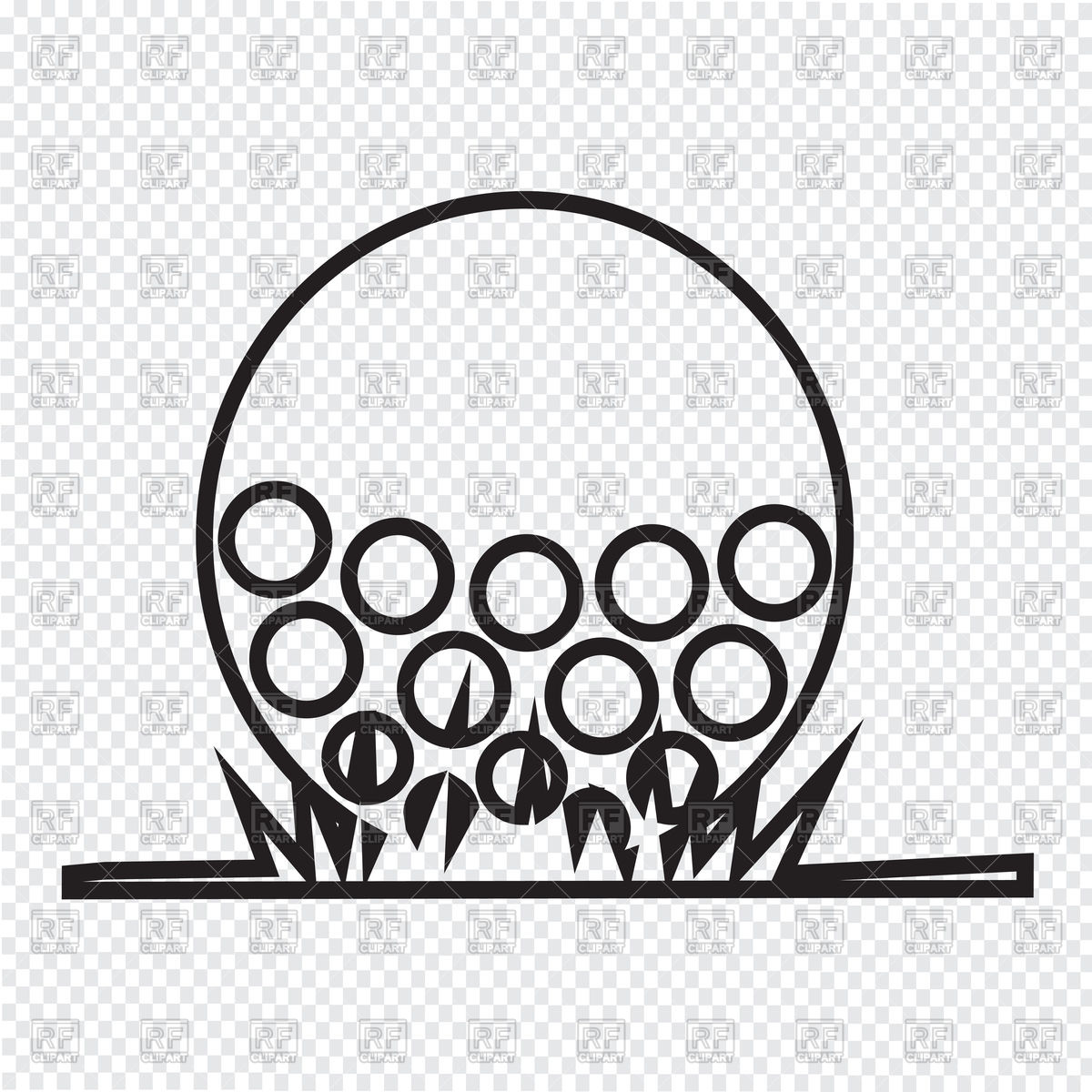 1200x1200 Golf Ball Outline On Grass Vector Image Of Sport And Leisure