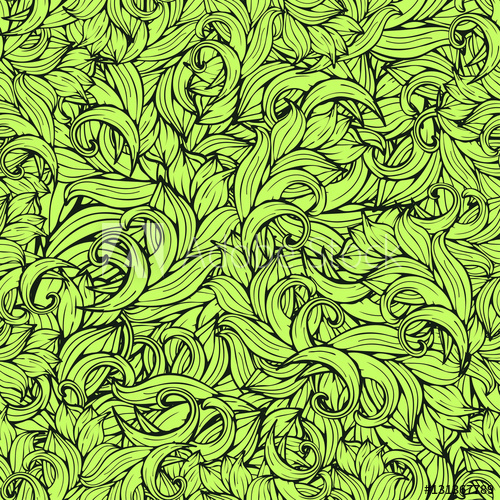 500x500 Abstract Scrollwork Seamless Pattern, Vector Background Green
