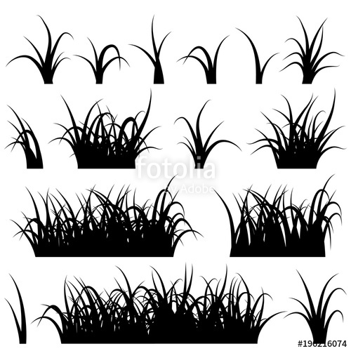 500x500 Grass Silhouette Set Isolated On White Background Vector Stock