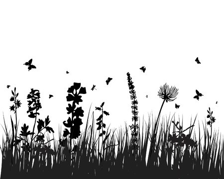 450x360 Vector Grass Silhouettes Background All Objects Are Separated