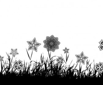 336x280 Flowers Grass Silhouette Vector Material Search Free