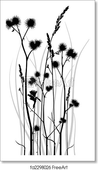 335x580 Free Art Print Of Grass Silhouette Gray Scale Vector Silhouette
