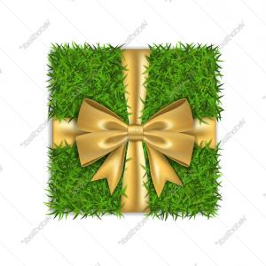 300x300 Gift Box D Green Grass Box Top View Gold Ribbon Vector Newwaysys