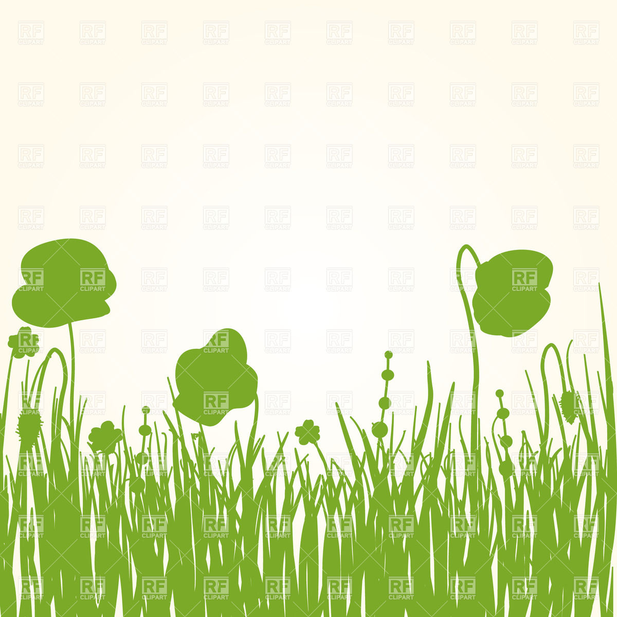1200x1200 Green Grass With Flower Silhouettes Vector Image Of Plants