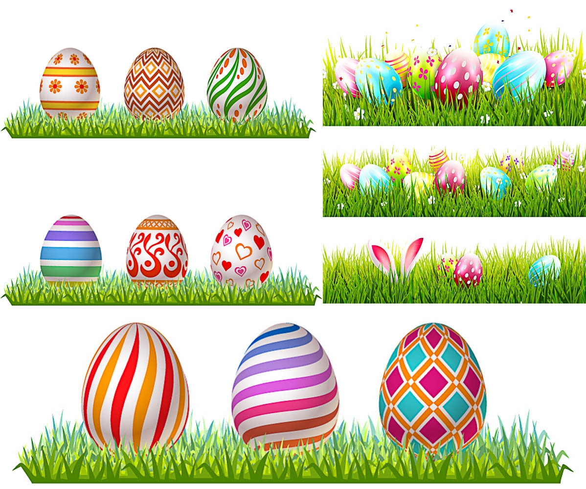 1198x999 Easter Banners With Eggs And Grass Vector Free Download