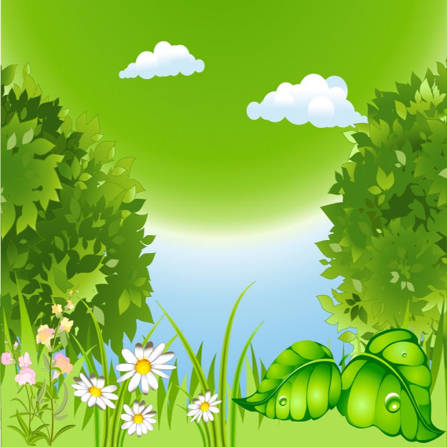 650x650 Blossoming Nature With A Green Tree And Grass Vectors Image