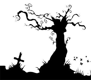350x308 Free The Grave With The Dead Trees Silhouettes Clipart And Vector