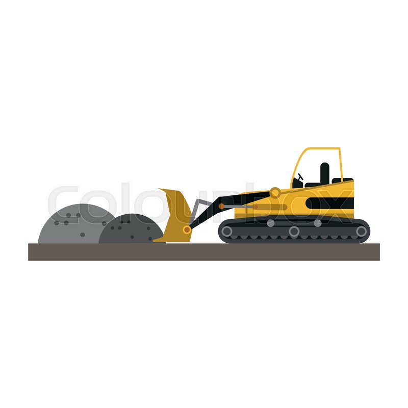 800x800 Backhoe Loading Gravel On Construction Stock Vector Colourbox