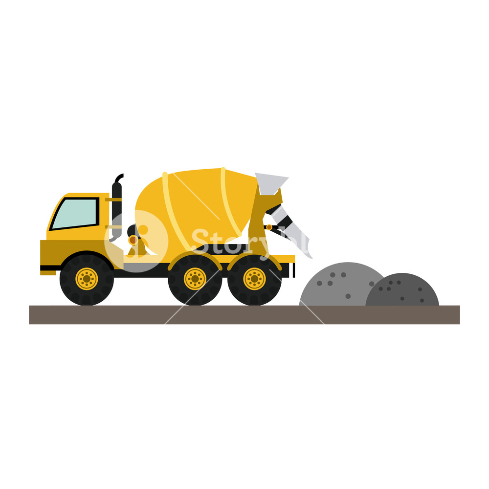 1000x1000 Construction Cemet Truck Unloading Gravel Vector Illustration