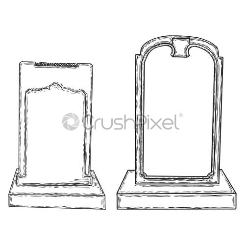 500x500 Set Of Tomb Stone Drawing Grave For Dead As Halloween, Stock