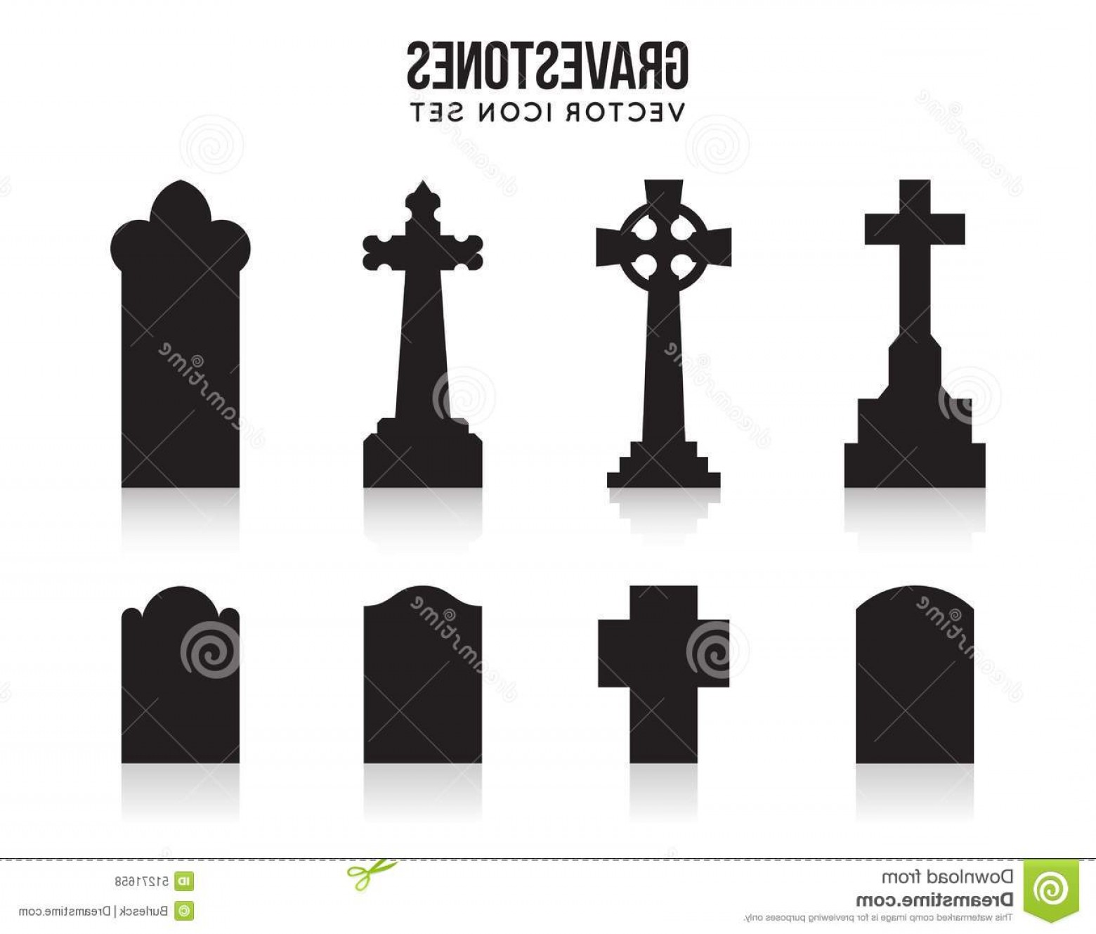 1560x1329 Stock Illustration Tombstone Silhouette Icons Isolated White Set