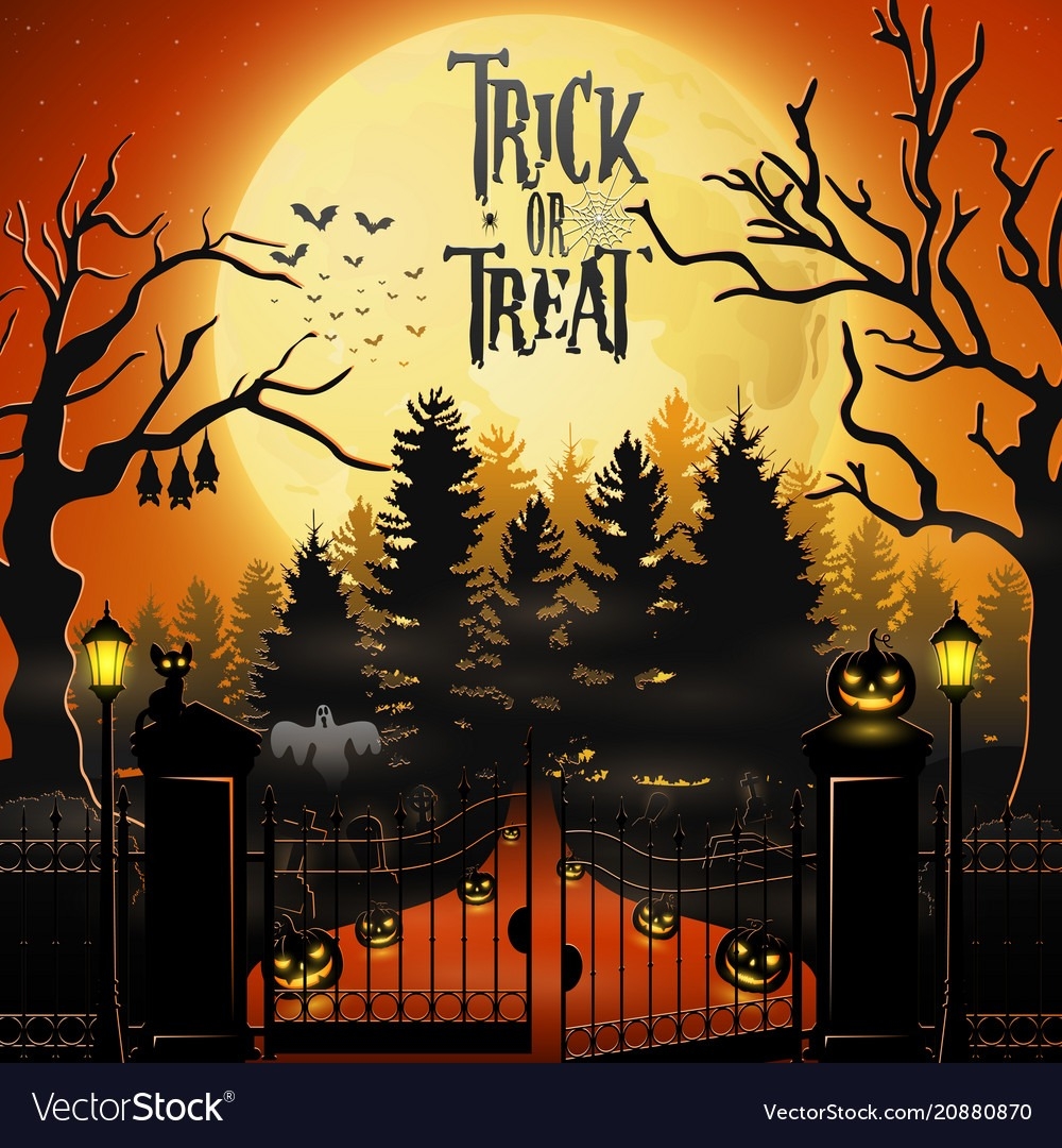1000x1080 Halloween Background With Spooky Graveyard Vector Image Throughout