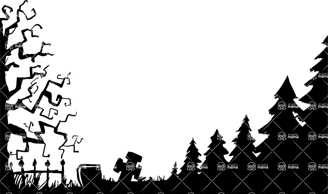 1082x640 Halloween Graveyard Vector Frame Silhouette Graphicmama