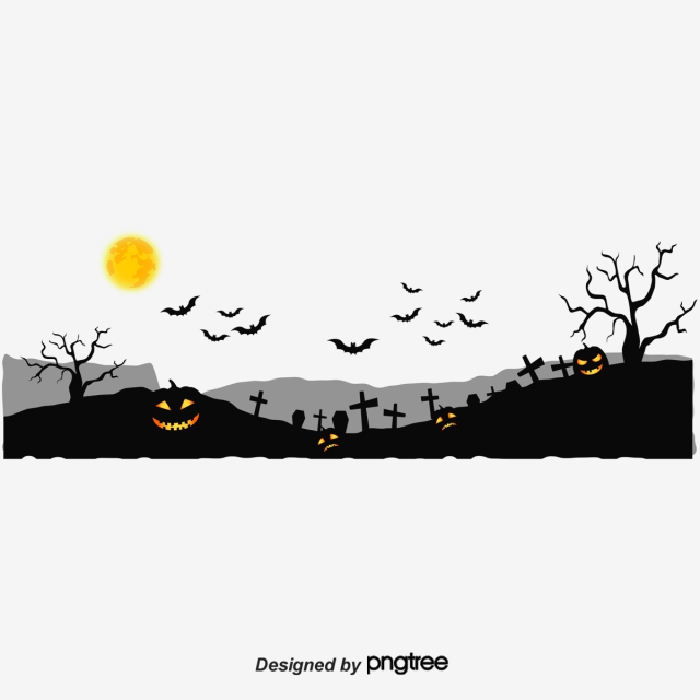 640x640 Vector Horror Graveyard, Cartoon Cemetery, Purple, Halloween Png