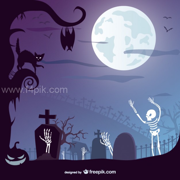 626x626 Vector Halloween Graveyard Vector Design Free Download