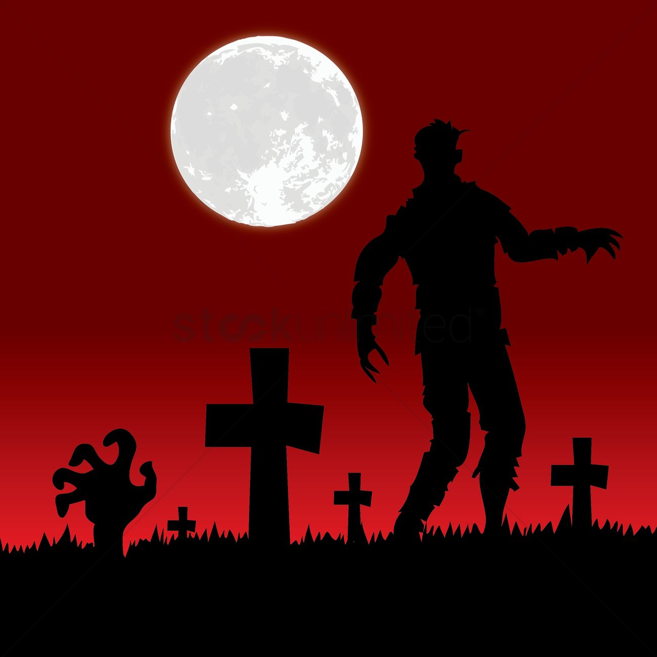 1300x1300 Zombie Hand And Body In Graveyard Vector Image