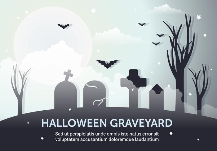 700x490 Dark Halloween Graveyard Vector Illustration