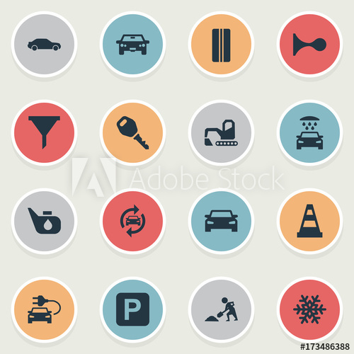 Vector Illustration Set Of Simple Car Icons Elements Grease 500x500 Vector Illustration Set Of Simple Car Icons Elements Grease