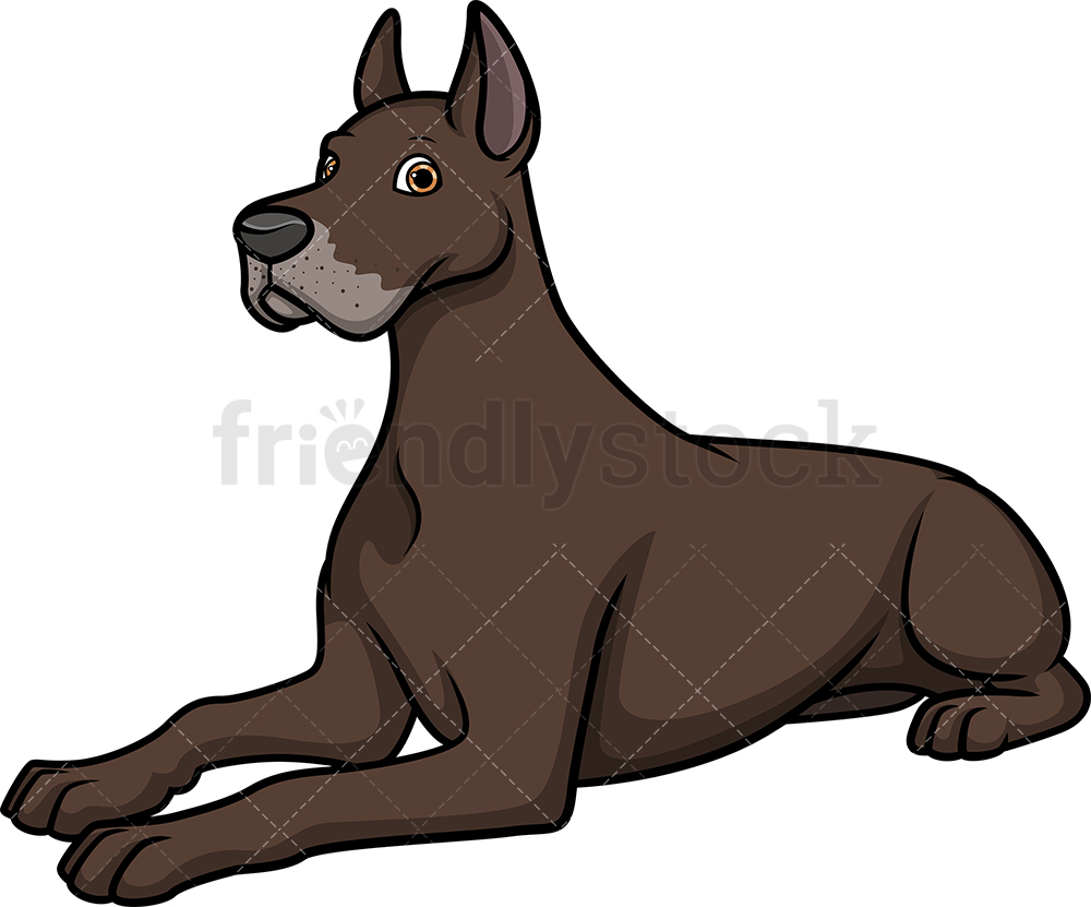 1000x831 Great Dane Lying Down Cartoon Clipart Vector