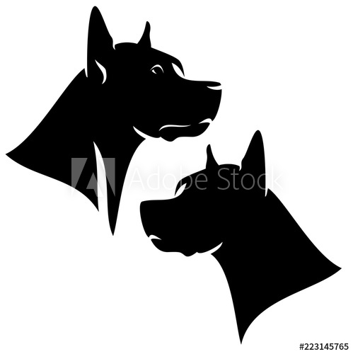 499x500 Great Dane Profile Head Black Silhouette