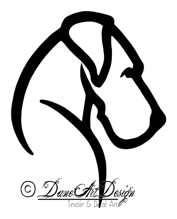 570x704 Large Great Dane Vinyl Decal With Natural Ears From Daneart Design