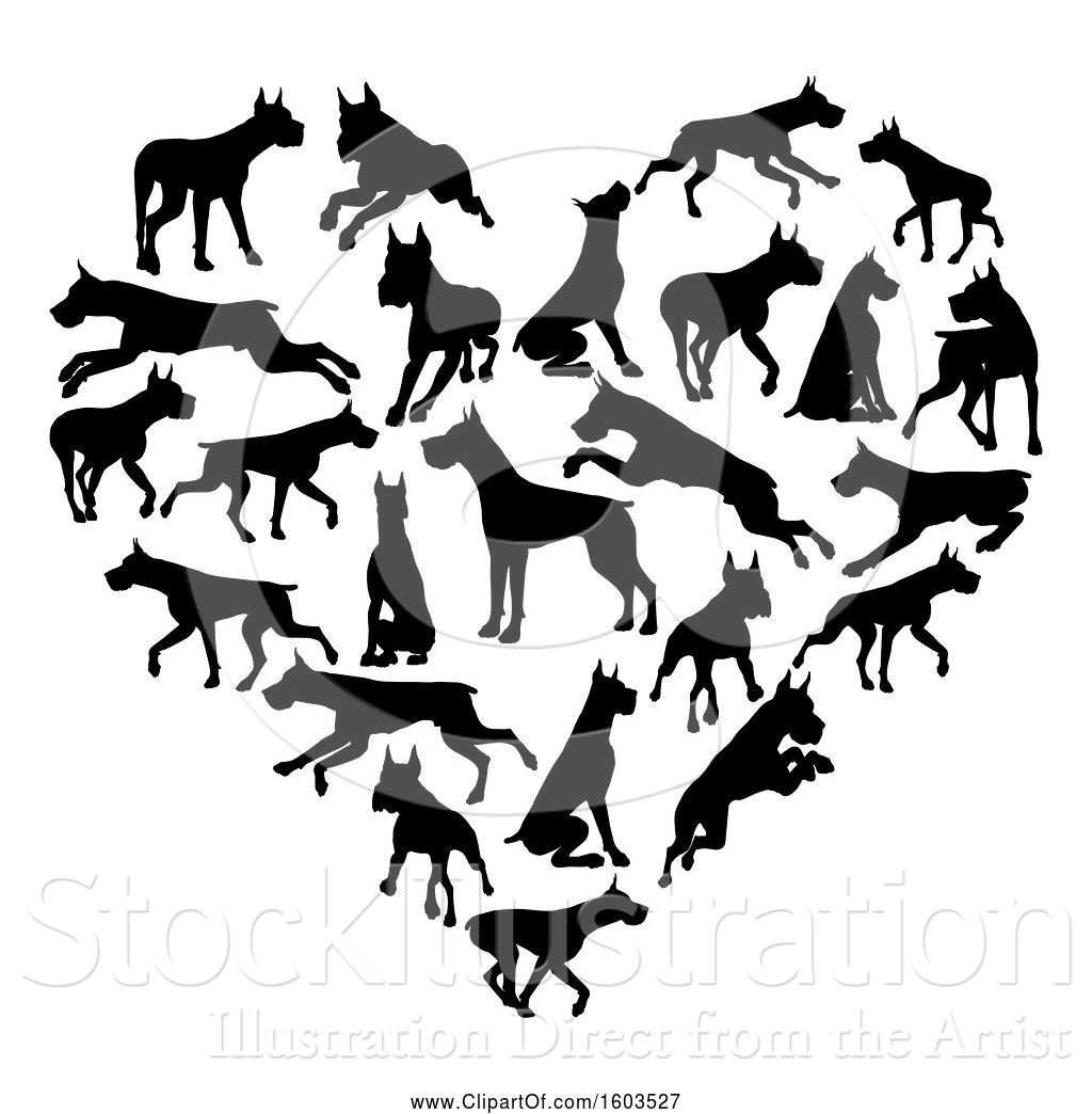 1024x1044 Vector Illustration Of Heart Made Of Silhouetted Great Dane Dogs