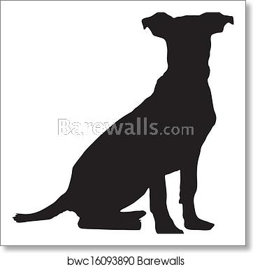 362x382 Vector Graphic Outline Of A Pitbull Weimaraner Puppy, Art Print