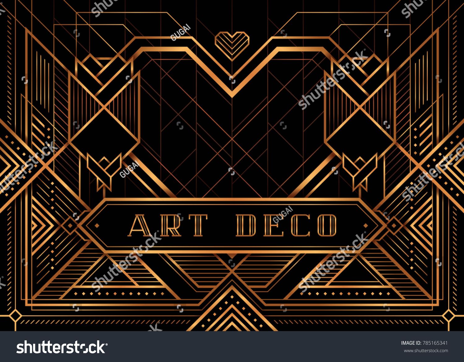 1500x1171 The Great Gatsby Deco Style Vector, Golden Roses And Heart, Art