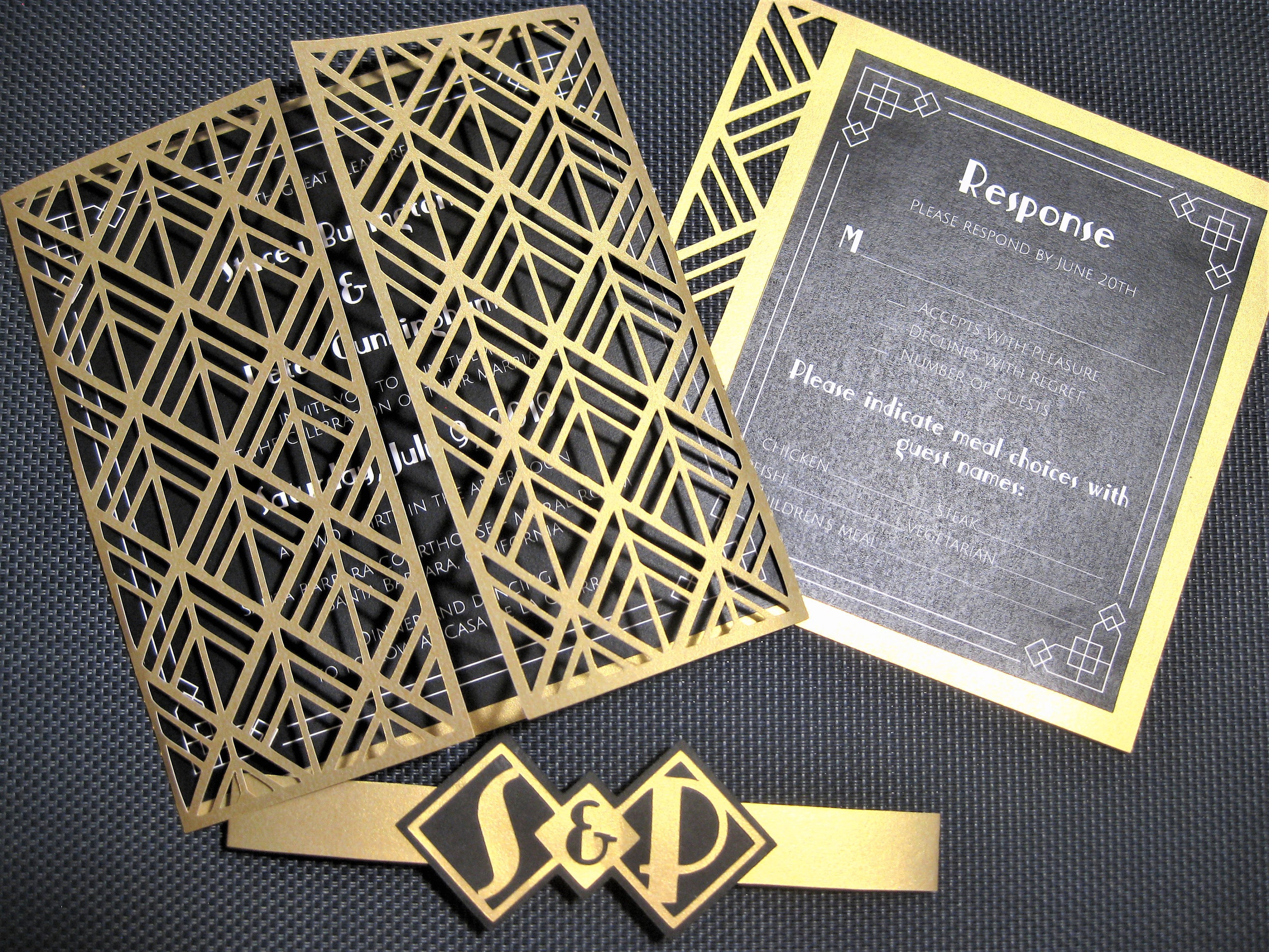 3000x2250 Set Art Deco Great Gatsby Wedding Invitation Rsvp Card Etsy