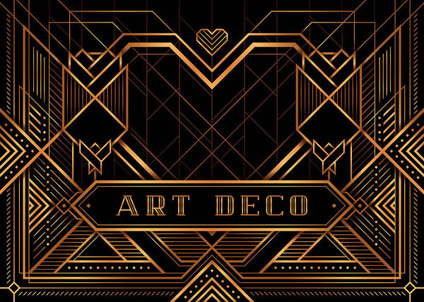 600x428 The Great Gatsby Deco Style Vector, Golden Roses And Heart Art