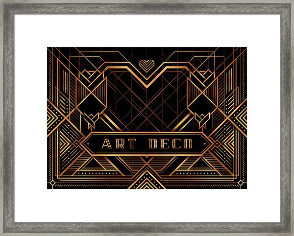 600x482 The Great Gatsby Deco Style Vector, Golden Roses And Heart Framed