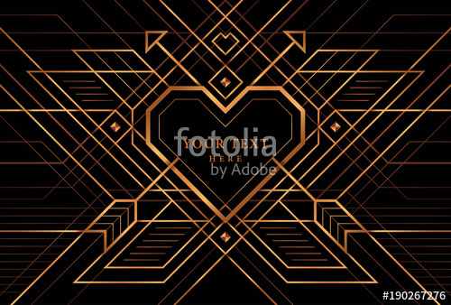 500x338 The Great Gatsby Deco Style Vector, Golden Heart Frame Stock