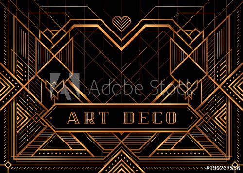 500x357 The Great Gatsby Deco Style Vector, Golden Roses And Heart