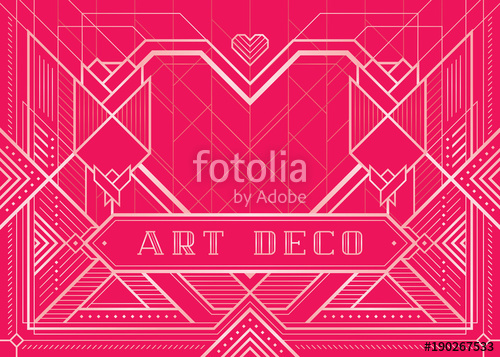 500x357 The Great Gatsby Deco Style Vector, Pink Roses And Heart Stock