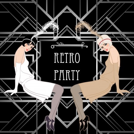 450x450 Flapper Girl Retro Party Invitation Design Vector Illustration