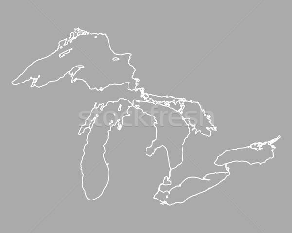 600x480 Map Of Great Lakes Vector Illustration Robert Biedermann